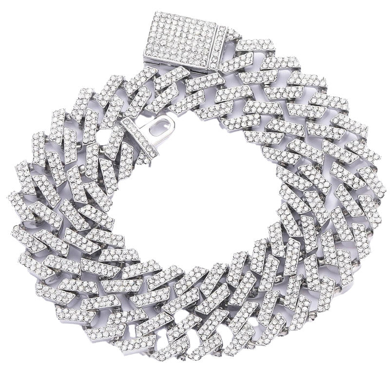 Stainless Steel Miami Link Silver Plated Cuban Necklace