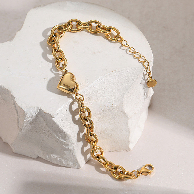 Designs & You Gold Plated Anti Tarnish Stainless Steel Heart themed Wraparound Bracelet