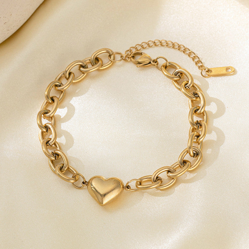 Designs & You Gold Plated Anti Tarnish Stainless Steel Heart themed Wraparound Bracelet