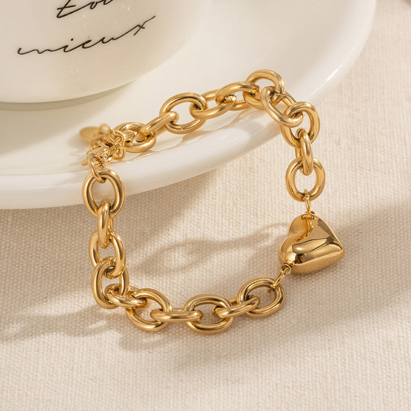 Designs & You Gold Plated Anti Tarnish Stainless Steel Heart themed Wraparound Bracelet