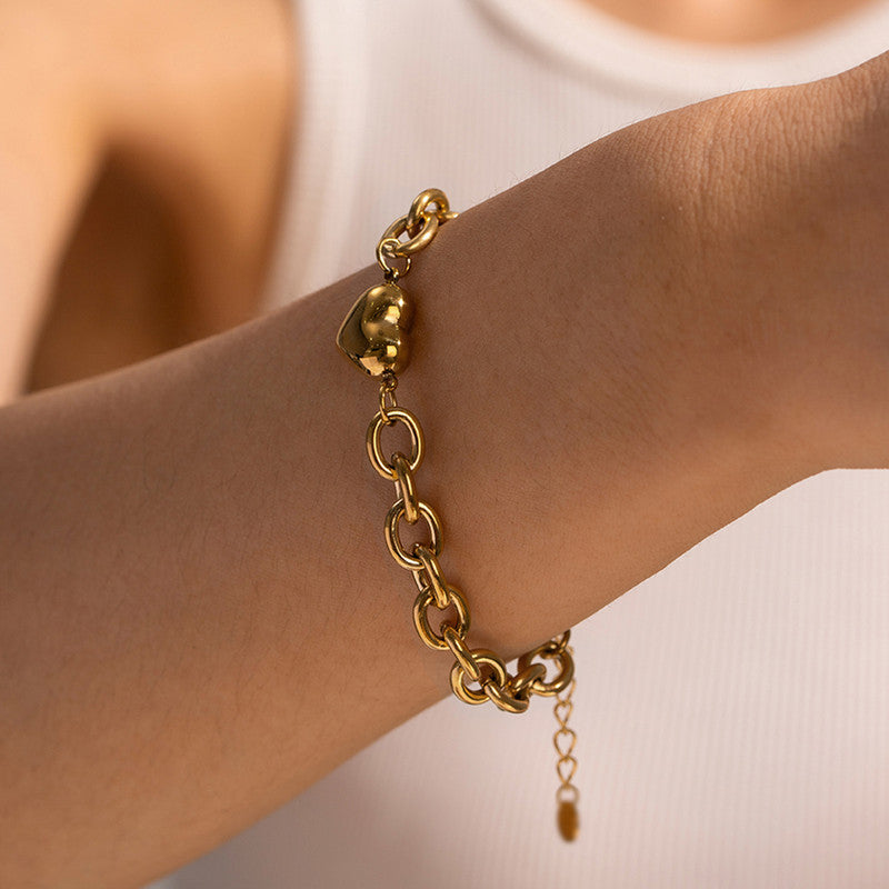 Designs & You Gold Plated Anti Tarnish Stainless Steel Heart themed Wraparound Bracelet