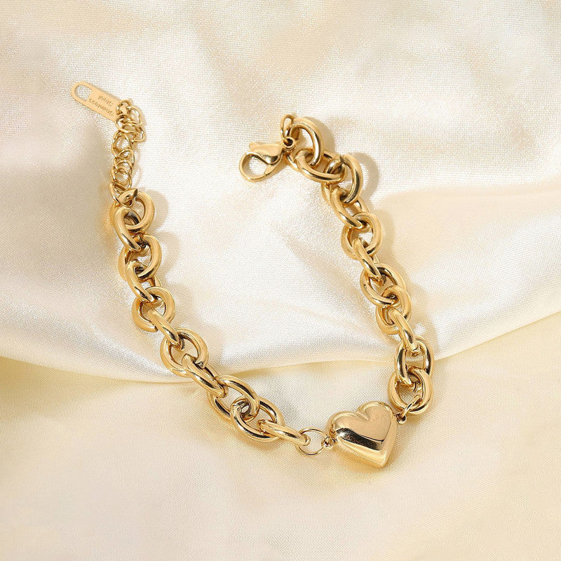 Designs & You Gold Plated Anti Tarnish Stainless Steel Heart themed Wraparound Bracelet