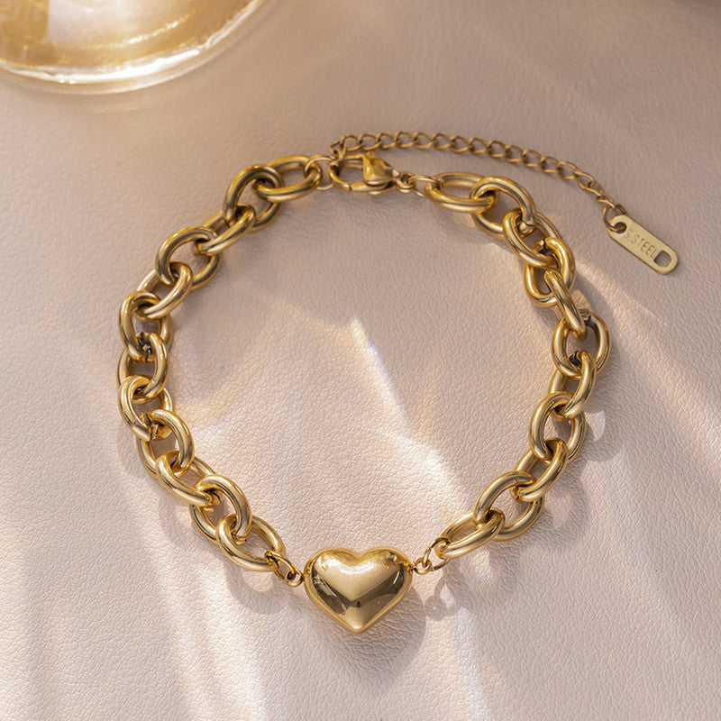 Designs & You Gold Plated Anti Tarnish Stainless Steel Heart themed Wraparound Bracelet
