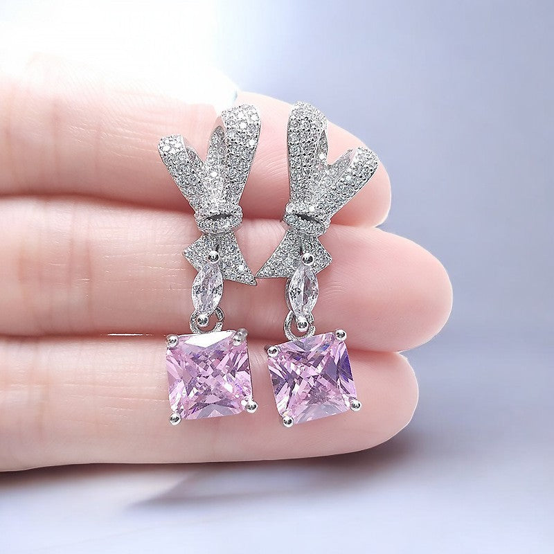 Designs & You Womens Pink Contemporary Teardrop Dangler Earrings