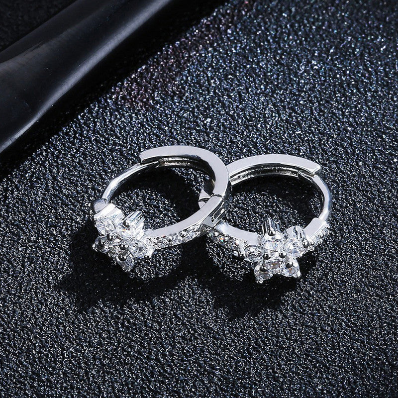 Designs & You Womens White Contemporary Half Hoop Earrings