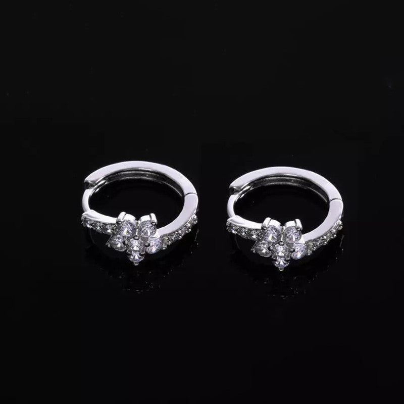 Designs & You Womens White Contemporary Half Hoop Earrings