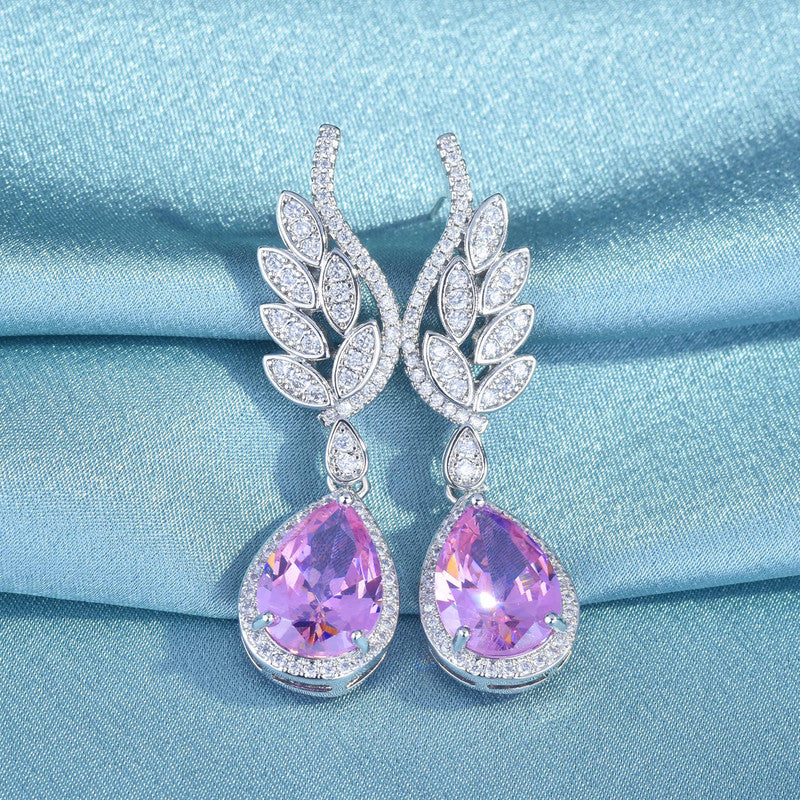 Designs & You Womens Pink Contemporary Teardrop Earrings