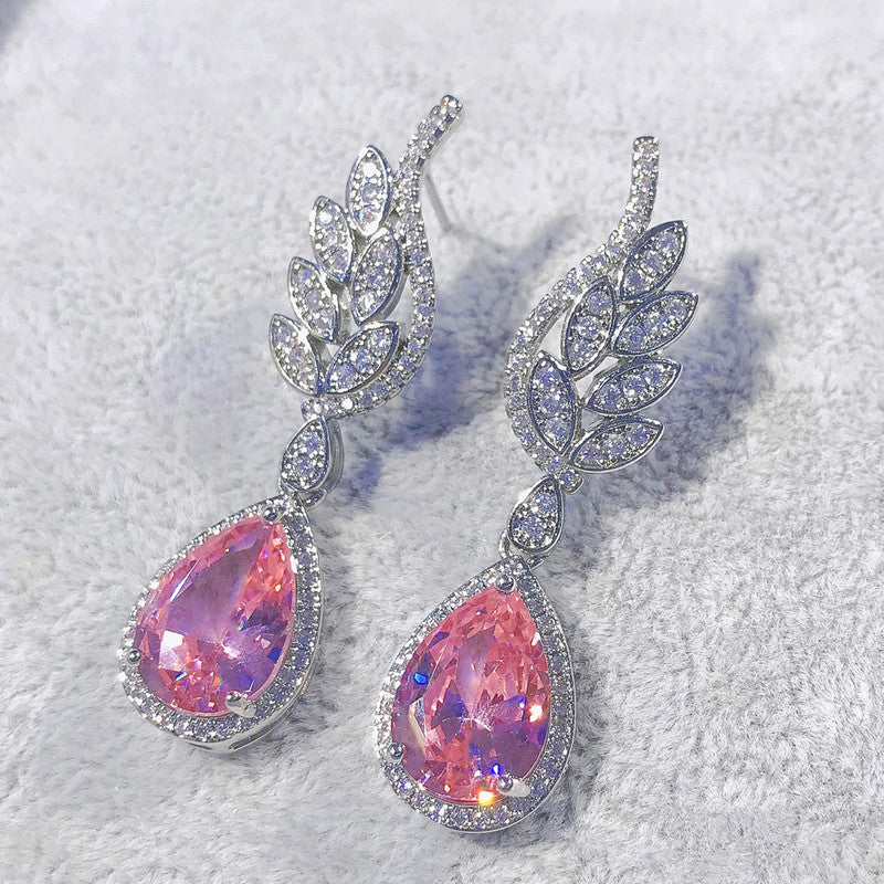Designs & You Womens Pink Contemporary Teardrop Earrings
