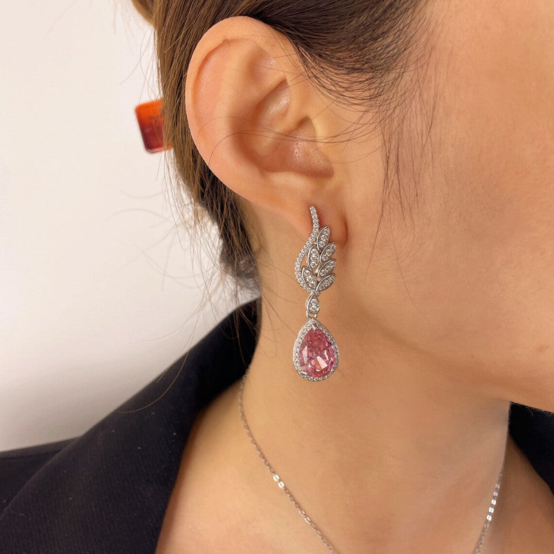Designs & You Womens Pink Contemporary Teardrop Earrings