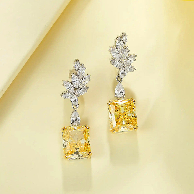 Designs & You Womens Yellow Contemporary Teardrop Earrings