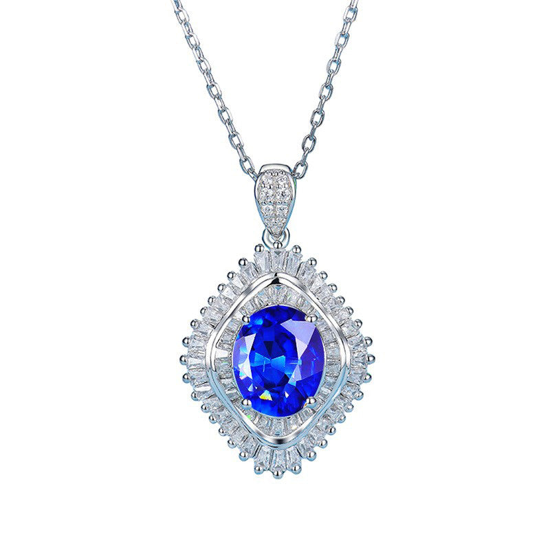 Designs & You Blue Silver Plated AD Studded Cubic Zirconia Necklace