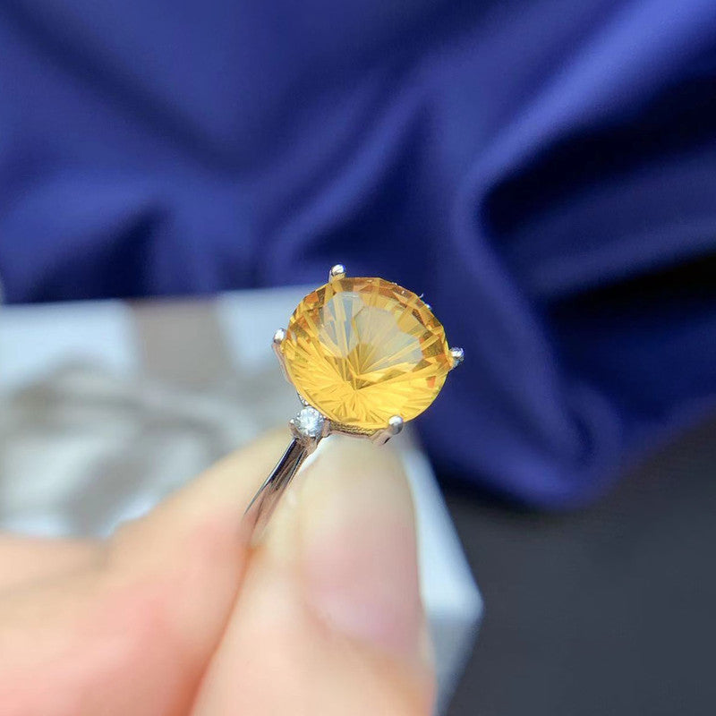 Designs & You Womens Silver Plated Yellow Crystal Stone Studded Ring