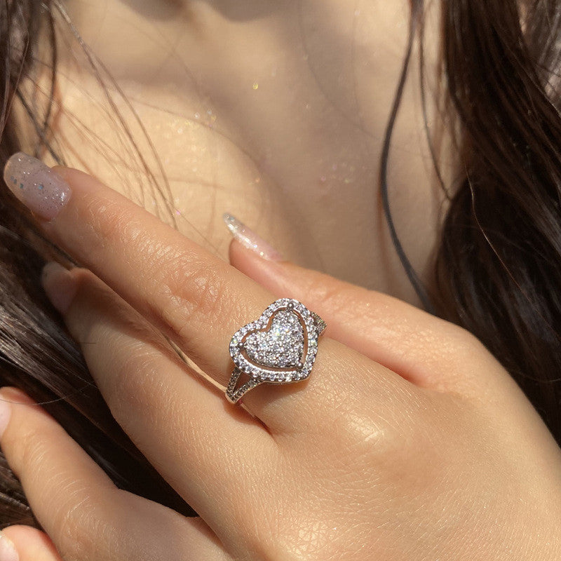 Designs & You White Silver Plated American Diamond Studded Ring