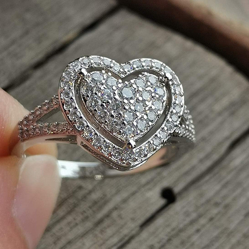 Designs & You White Silver Plated American Diamond Studded Ring