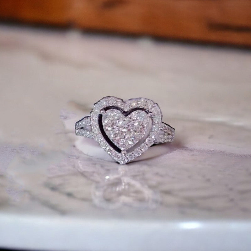 Designs & You White Silver Plated American Diamond Studded Ring