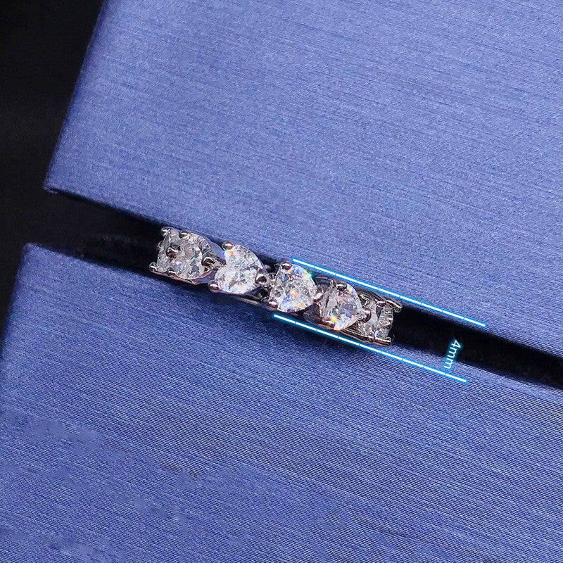 Designs & You White Silver Plated American Diamond Studded Heart Shaped Ring