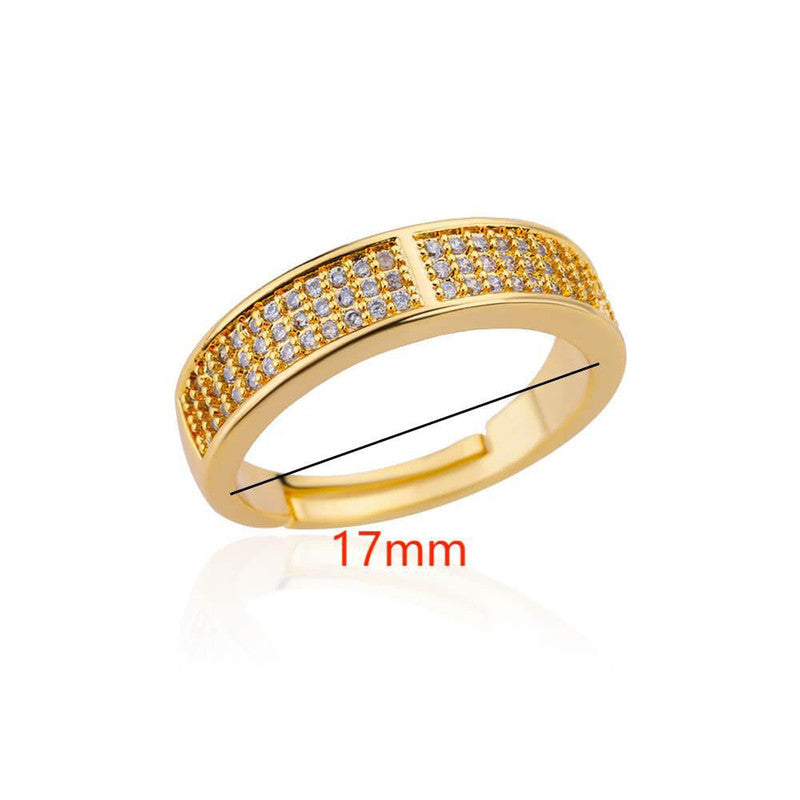 Designs & You Gold Plated Anti Tarnish Stainless Steel AD studded Adjustable Finger Ring