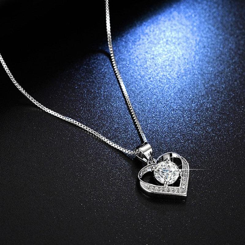 Silver Plated American Diamond Studded Heart Themed Anti Tarnish Pendant