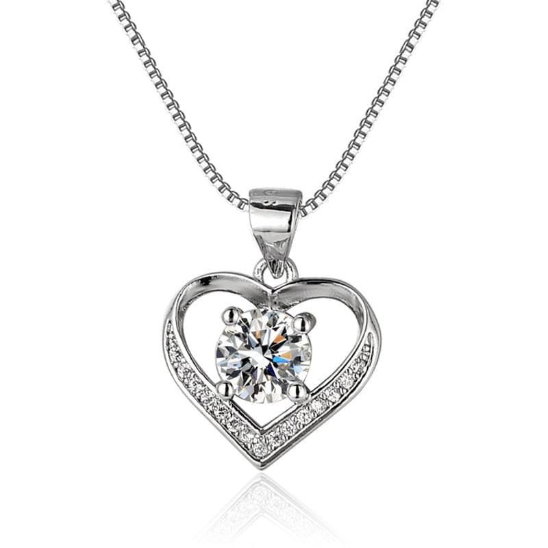 Silver Plated American Diamond Studded Heart Themed Anti Tarnish Pendant