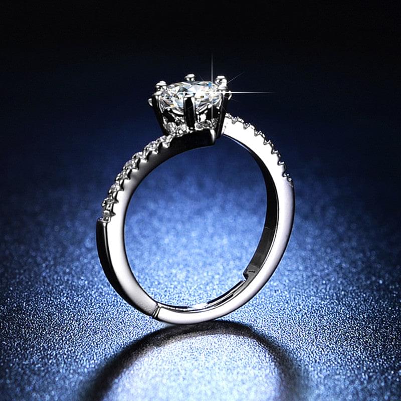 Silver Plated American Diamond Studded Contemporary Design Solitaire Adjustable Finger Ring