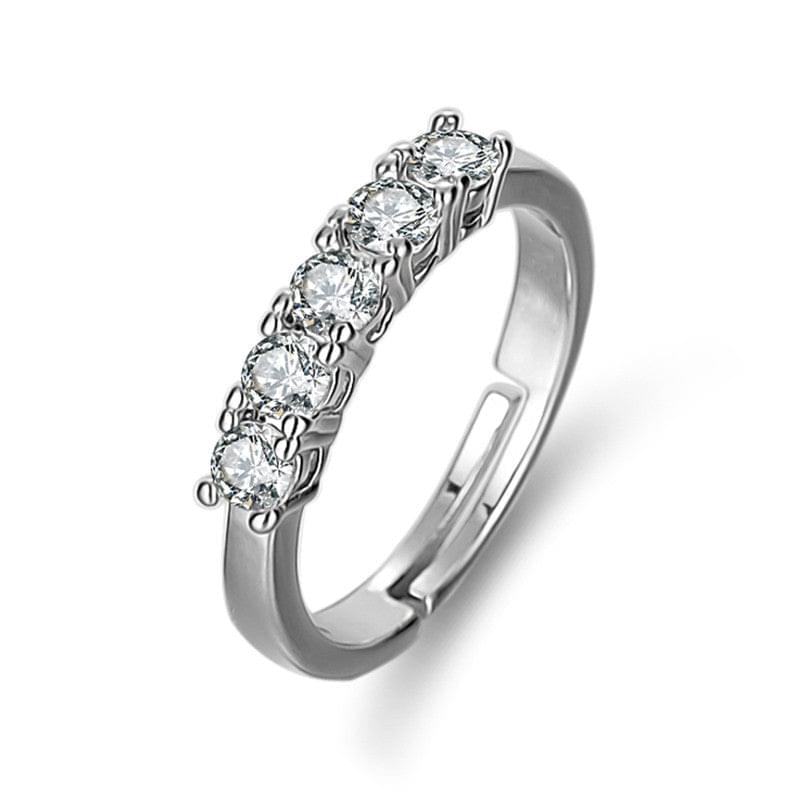 Silver Plated American Diamond Studded Round Cut Anti Tarnish Adjustable Finger Ring