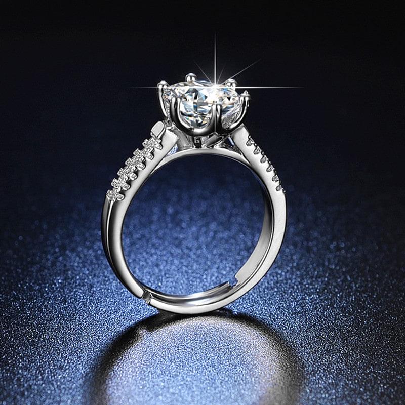 Silver Plated American Diamond Studded Contemporary Anti Tarnish Solitaire Adjustable Finger Ring