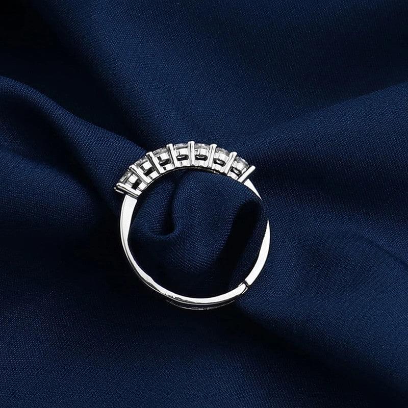 Silver Plated American Diamond Studded Contemporary Anti Tarnish Adjustable Round Finger Ring