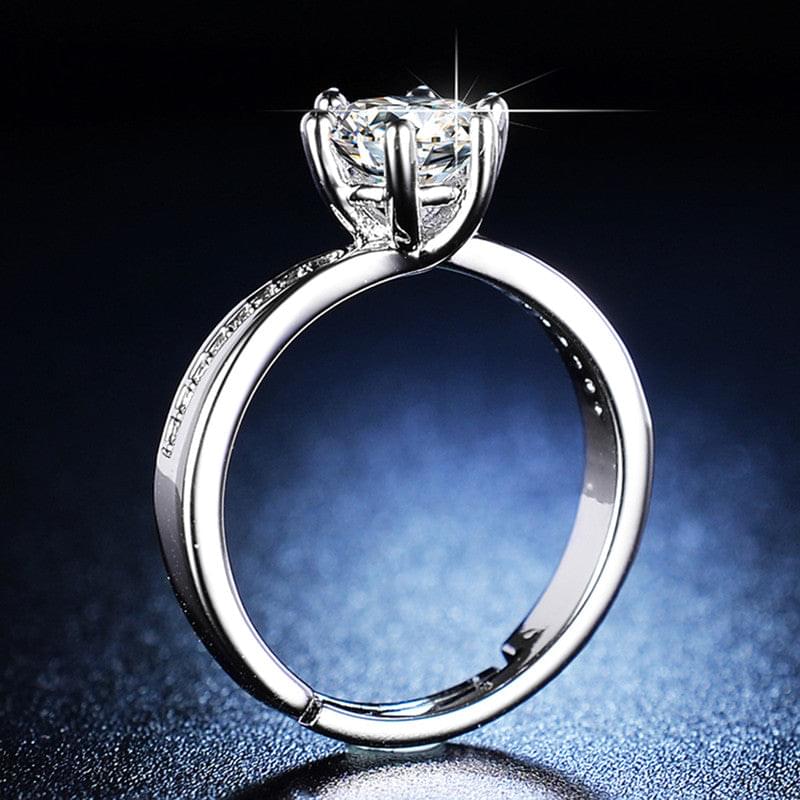 Silver Plated American Diamond Studded Contemporary Design Solitaire Adjustable Finger Ring