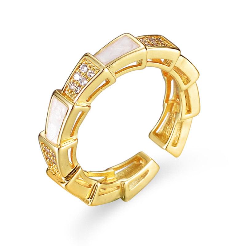 Gold Plated Crystal Studded Contemporary Adjustable Finger Ring