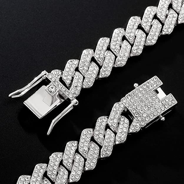 Stainless Steel Miami Link Silver Plated Cuban Bracelet