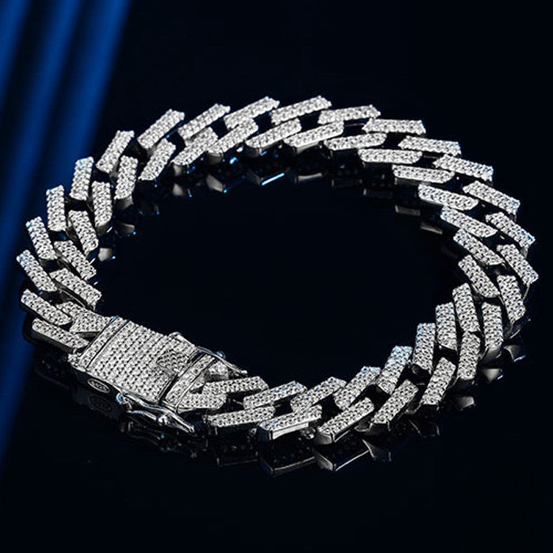 Stainless Steel Miami Link Silver Plated Cuban Bracelet