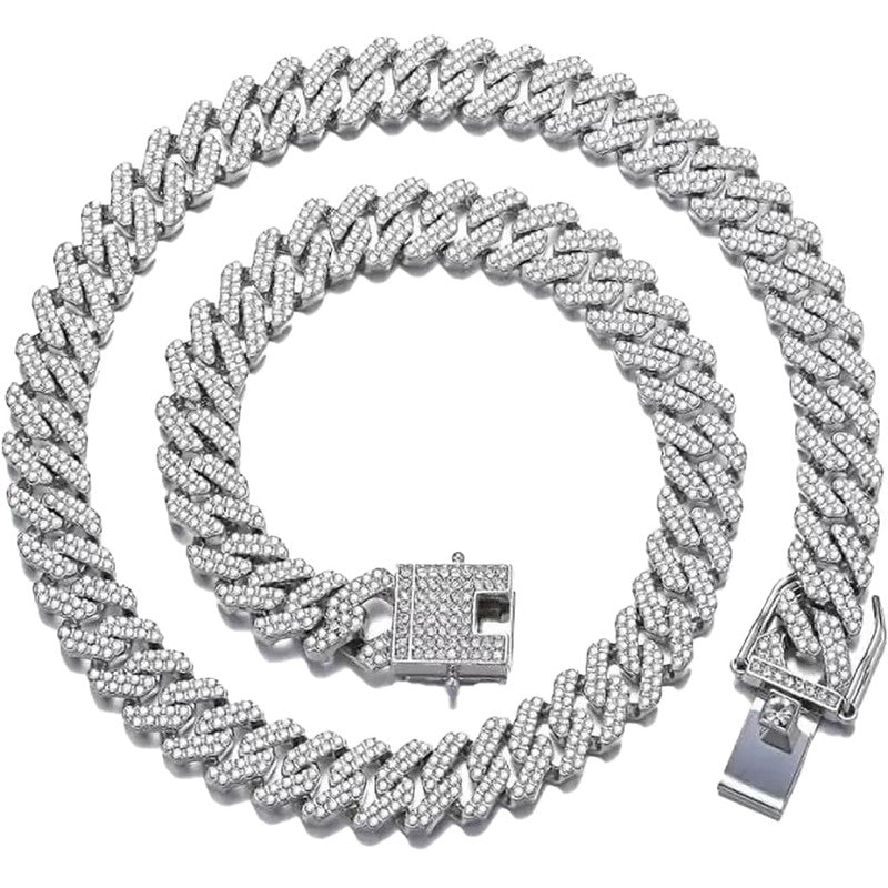 Stainless Steel Miami Link Silver Plated Cuban Necklace