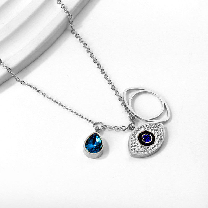 Stainless Steel Rose Gold Plated & Silver Plated American Diamond Studded Evil Eye Pendant