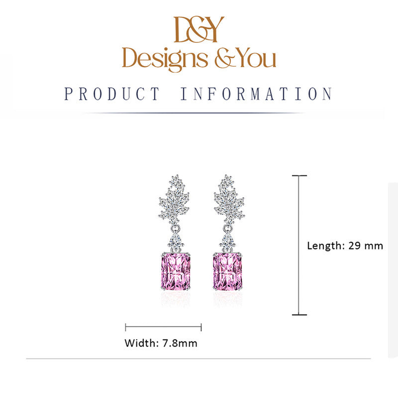 Crushed Ice Cut Cubic Zirconia Silver Plated Geometric Drop Earrings