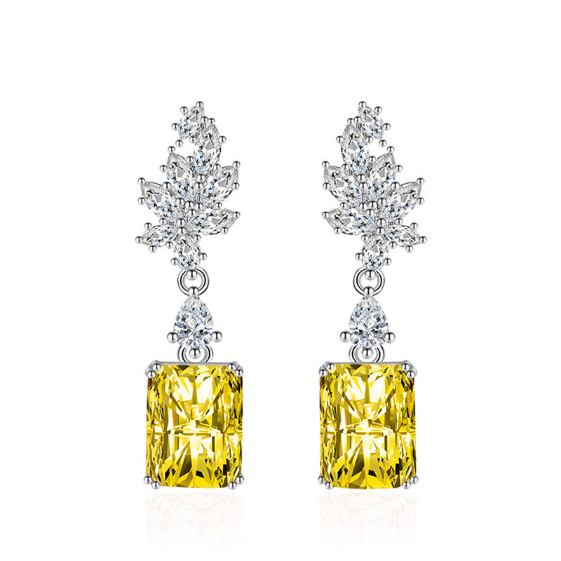 Crushed Ice Cut Cubic Zirconia Silver Plated Geometric Drop Earrings