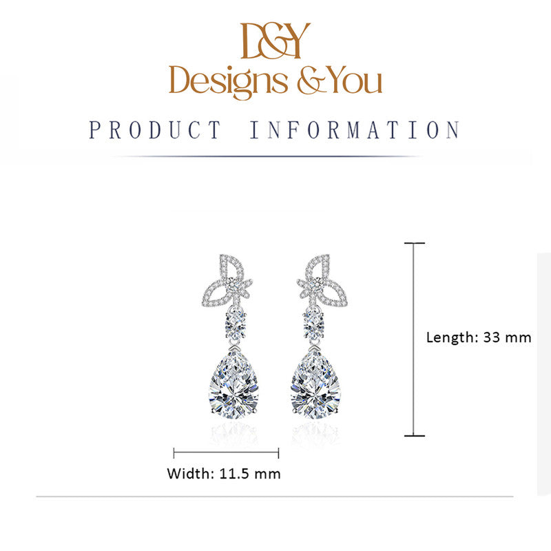 Crushed Ice Cut Cubic Zirconia Silver Plated Teardrop Shaped Drop Earrings