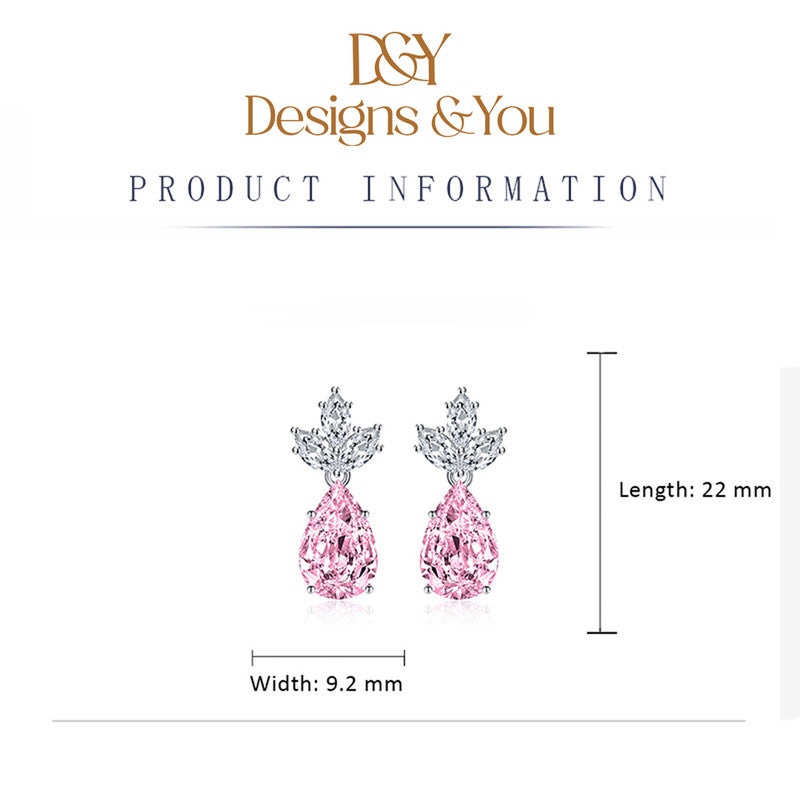 Crushed Ice Cut Cubic Zirconia Silver Plated Teardrop Shaped Drop Earrings