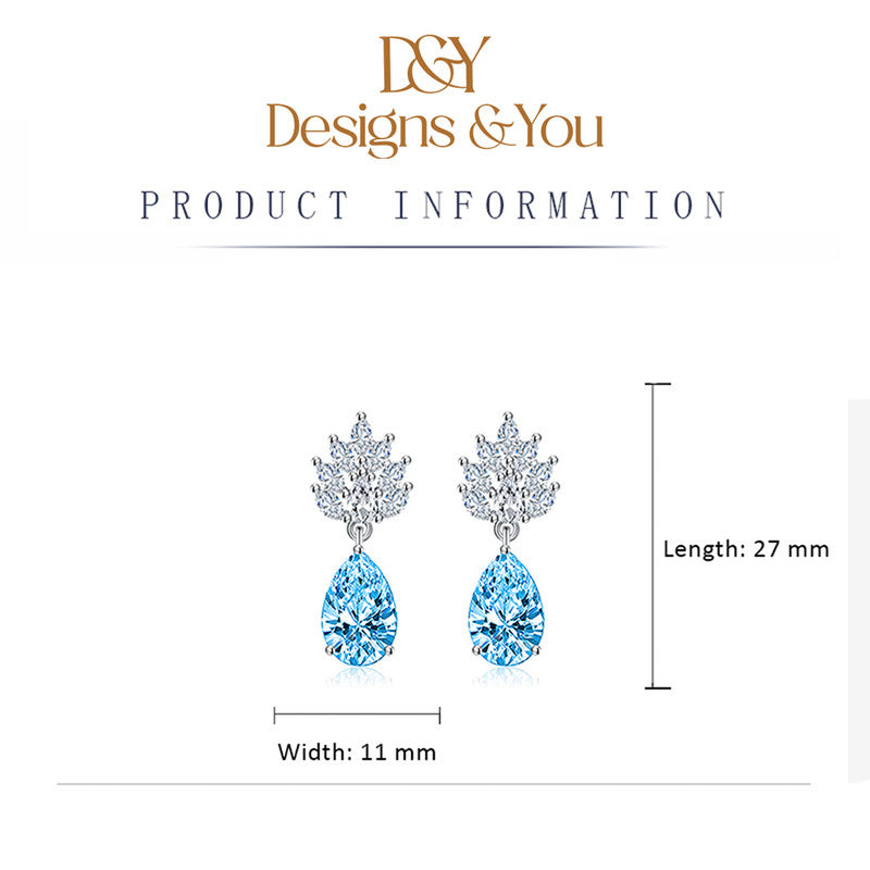 Crushed Ice Cut Cubic Zirconia Silver Plated Teardrop Shaped Drop Earrings