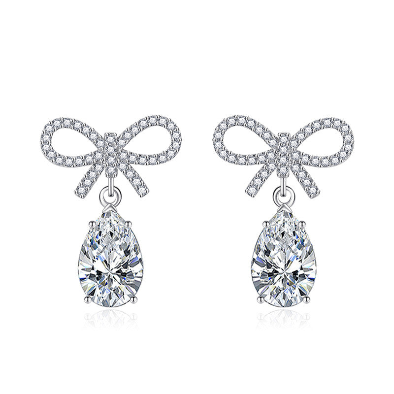 Crushed Ice Cut Cubic Zirconia Silver Plated Infinity Drop Earrings