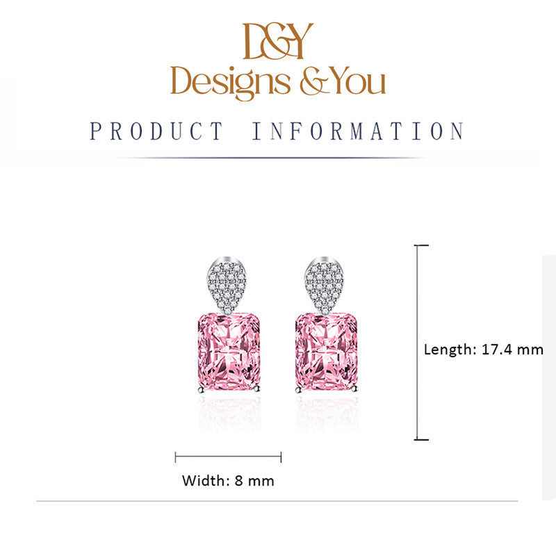 Crushed Ice Cut Cubic Zirconia Silver Plated Geometric Drop Earrings