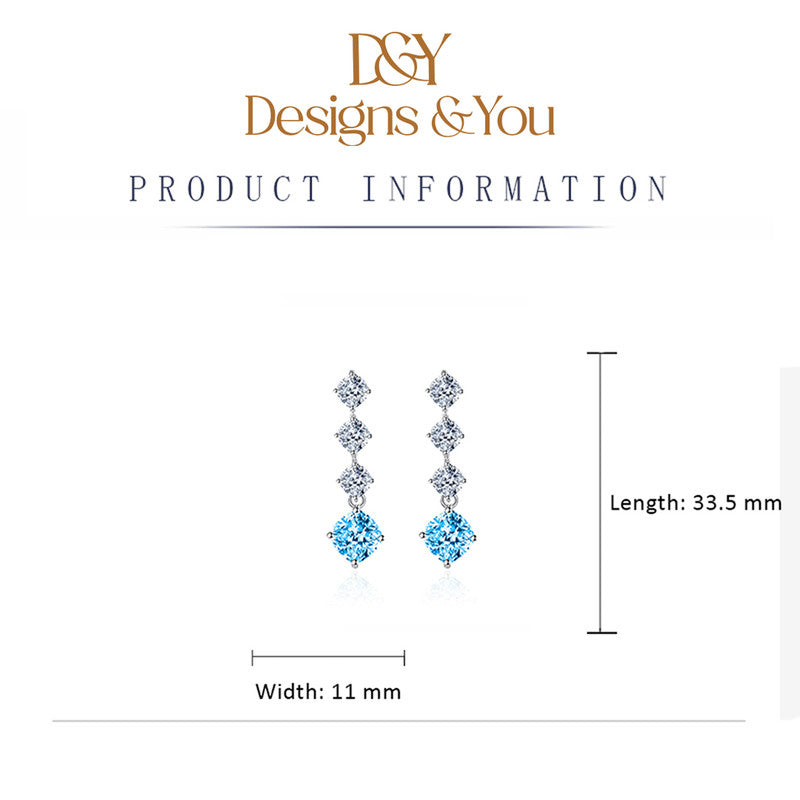 Crushed Ice Cut Cubic Zirconia Silver Plated Square Drop Earrings