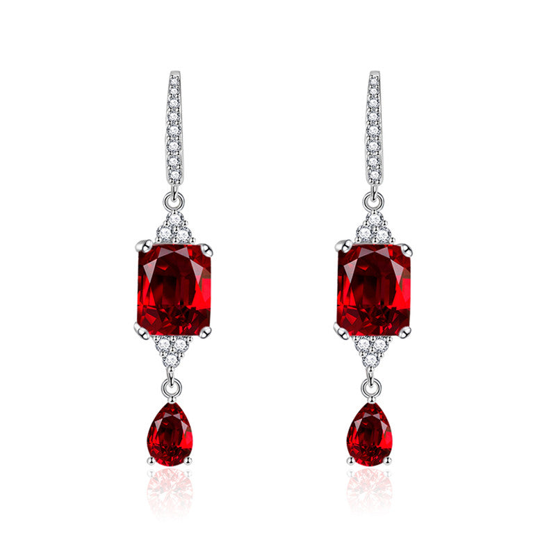 Crushed Ice Cut Cubic Zirconia Silver Plated Geometric Drop Earrings