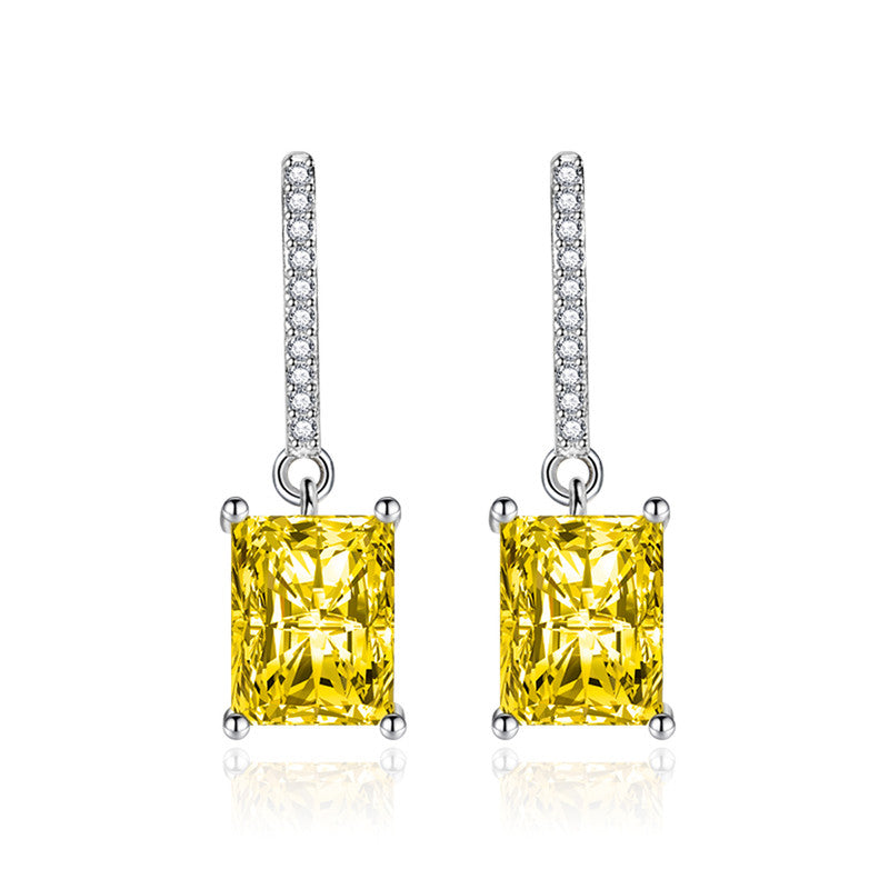 Crushed Ice Cut Cubic Zirconia Silver Plated Geometric Drop Earrings