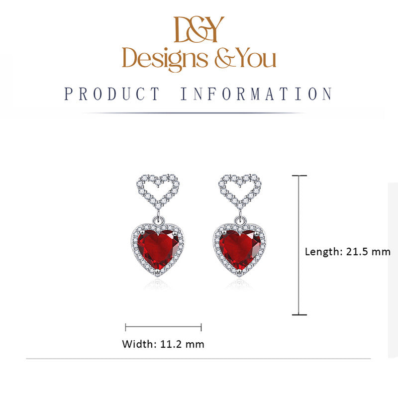 Crushed Ice Cut Cubic Zirconia Silver Plated Heart Shaped Drop Earrings