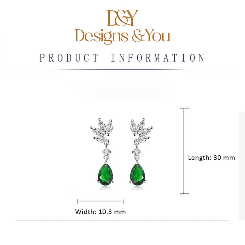 Crushed Ice Cut Cubic Zirconia Silver Plated Teardrop Shaped Drop Earrings