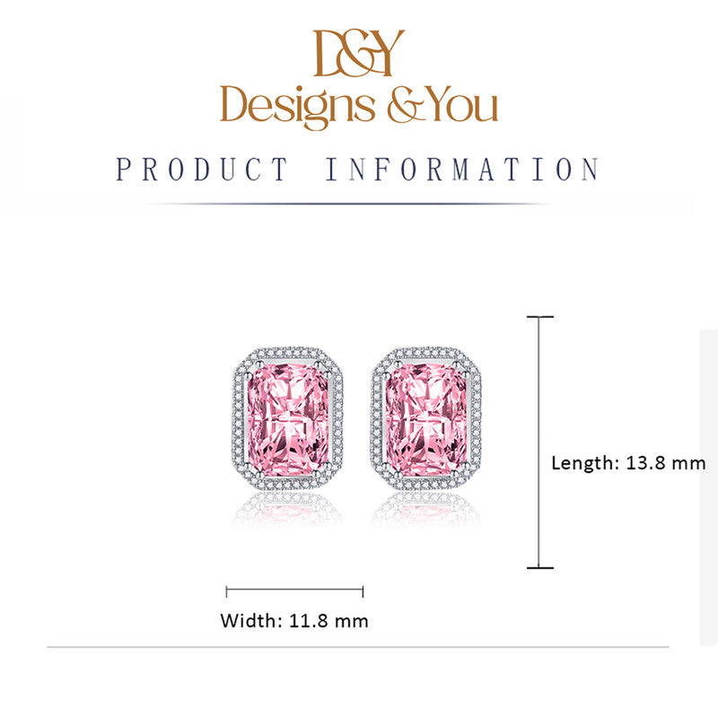 Crushed Ice Cut Cubic Zirconia Silver Plated Geometric Stud Earrings