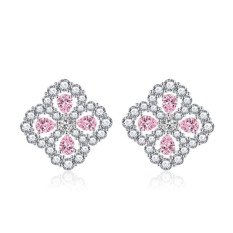 Crushed Ice Cut Cubic Zirconia Silver Plated Contemporary Stud Earrings