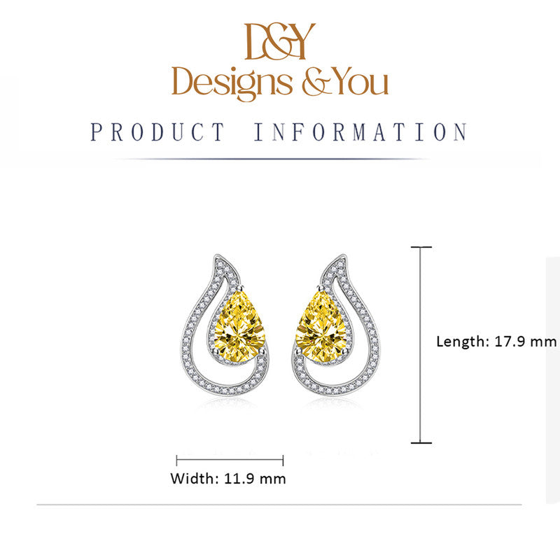 Crushed Ice Cut Cubic Zirconia Silver Plated Teardrop Shaped Stud Earrings