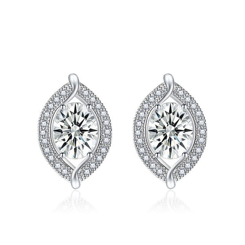 Crushed Ice Cut Cubic Zirconia Silver Plated Geometric Stud Earrings