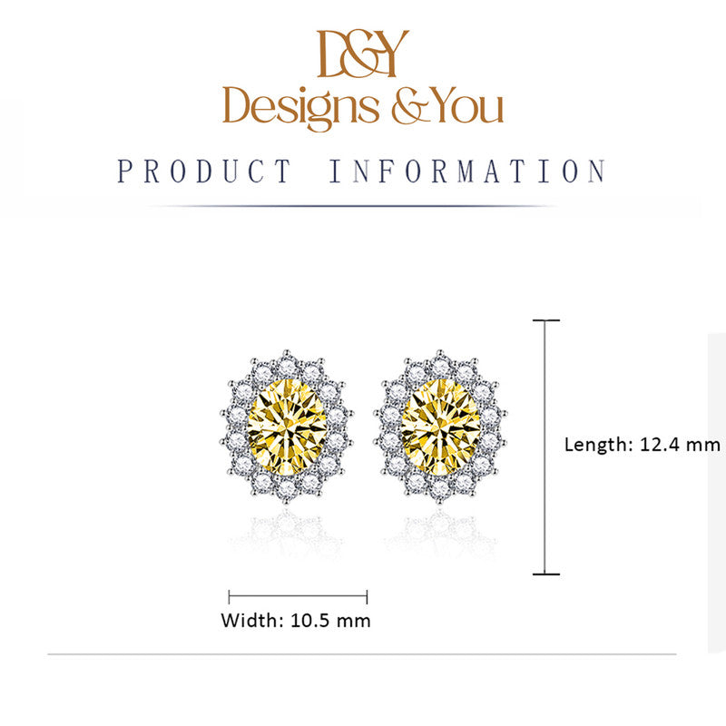 Crushed Ice Cut Cubic Zirconia Silver Plated Oval Stud Earrings